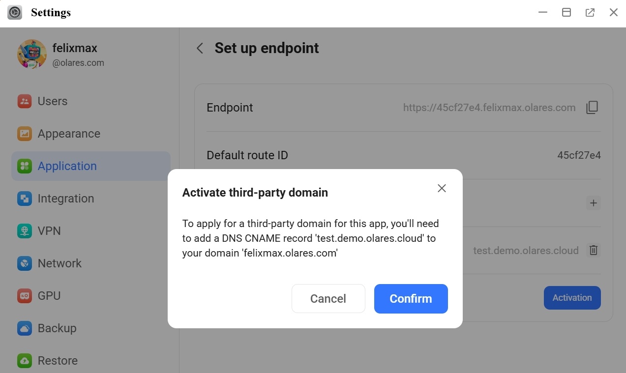 Activate third-party domain