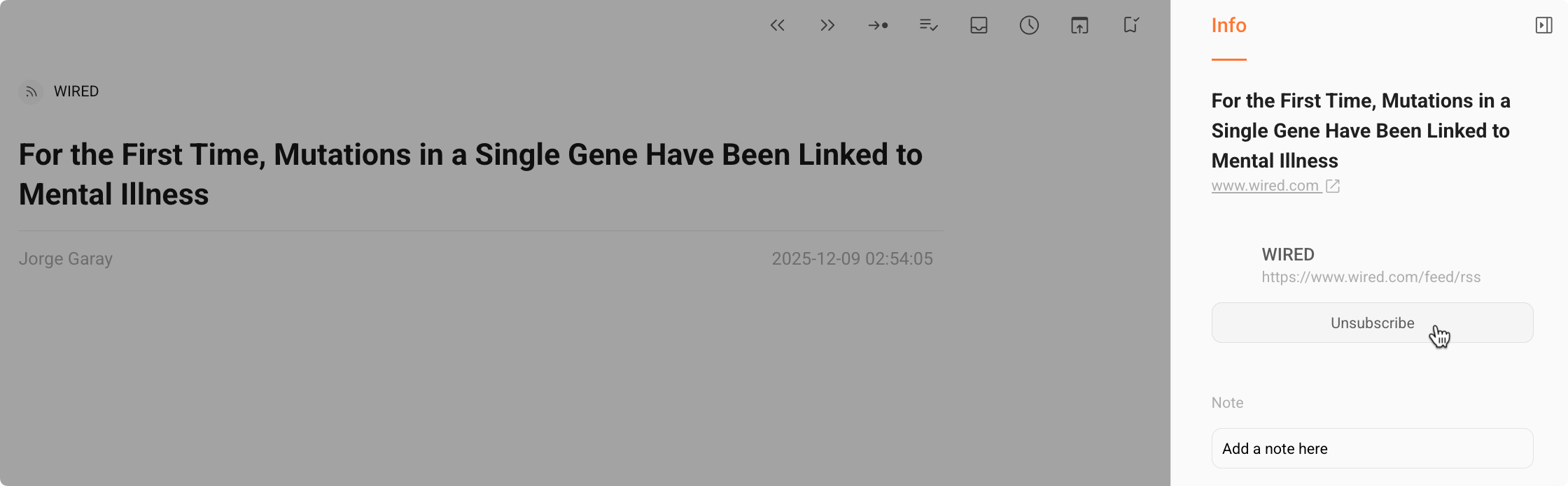 Unsubscribe via Info panel