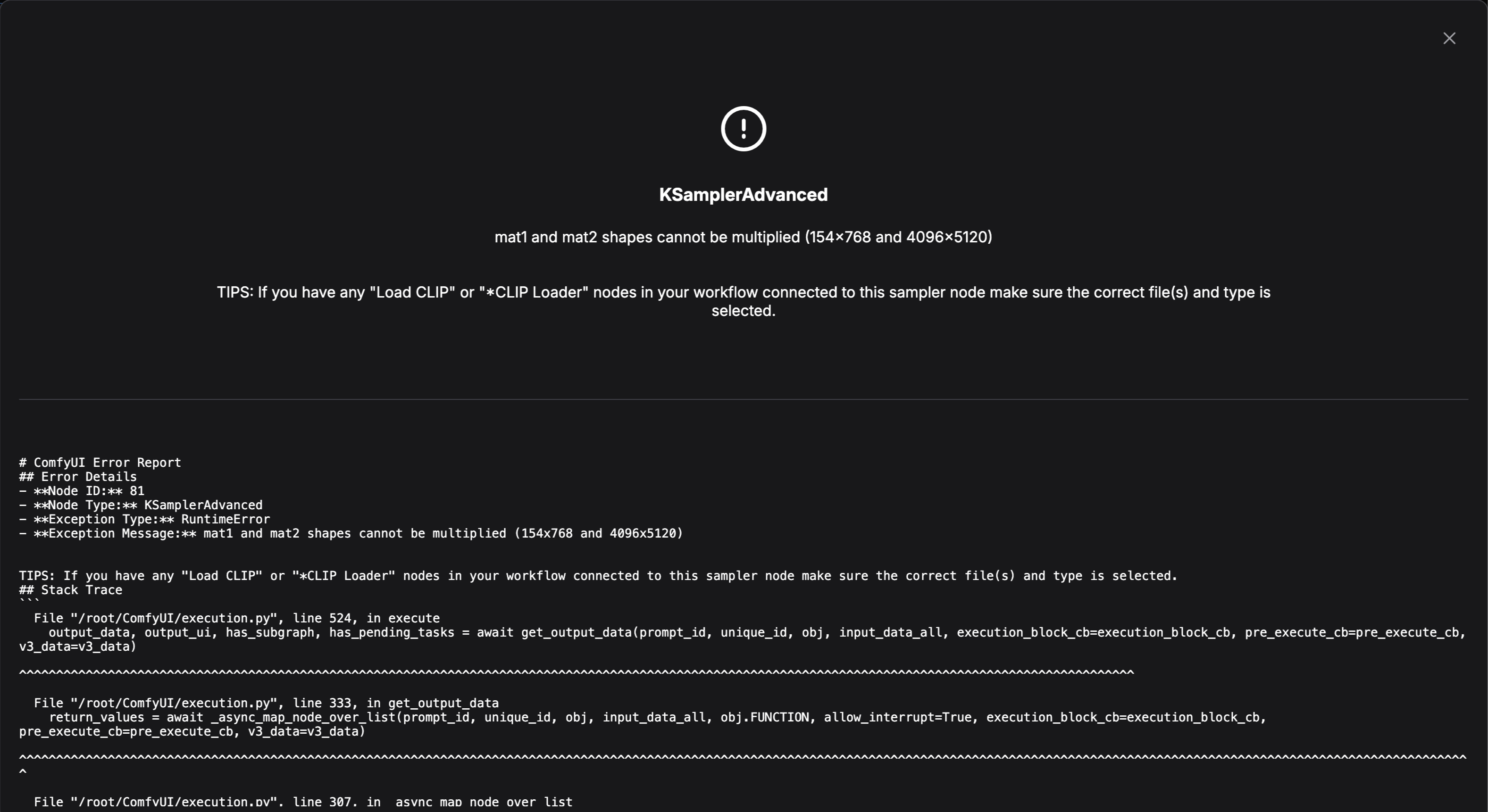 Workflow error report