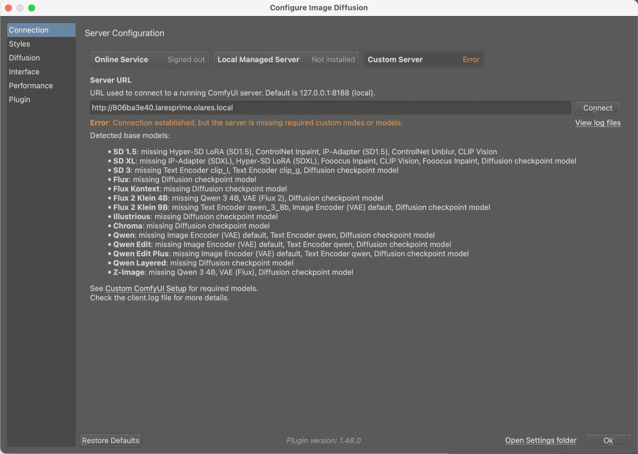 Missing required models