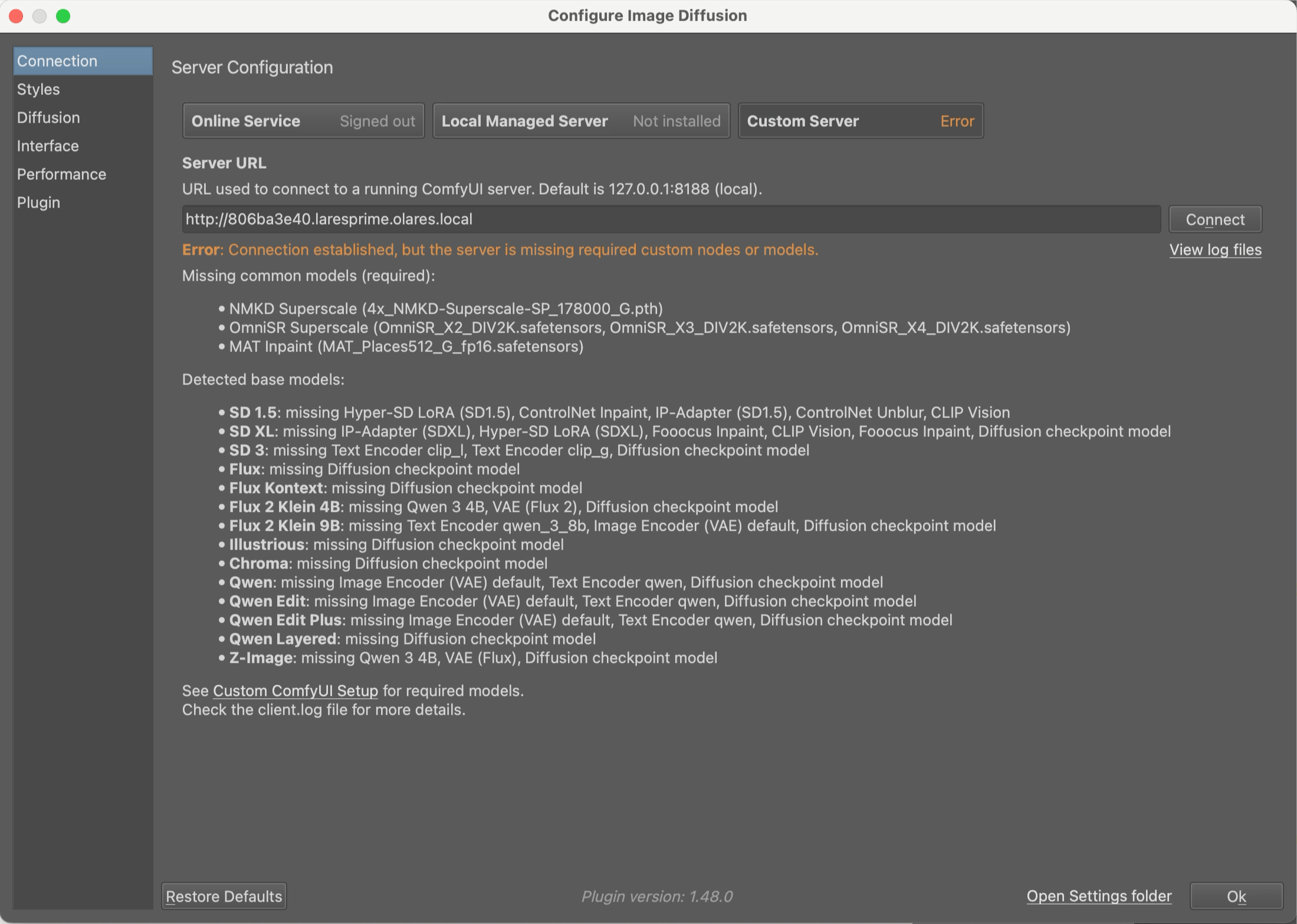 Missing required models