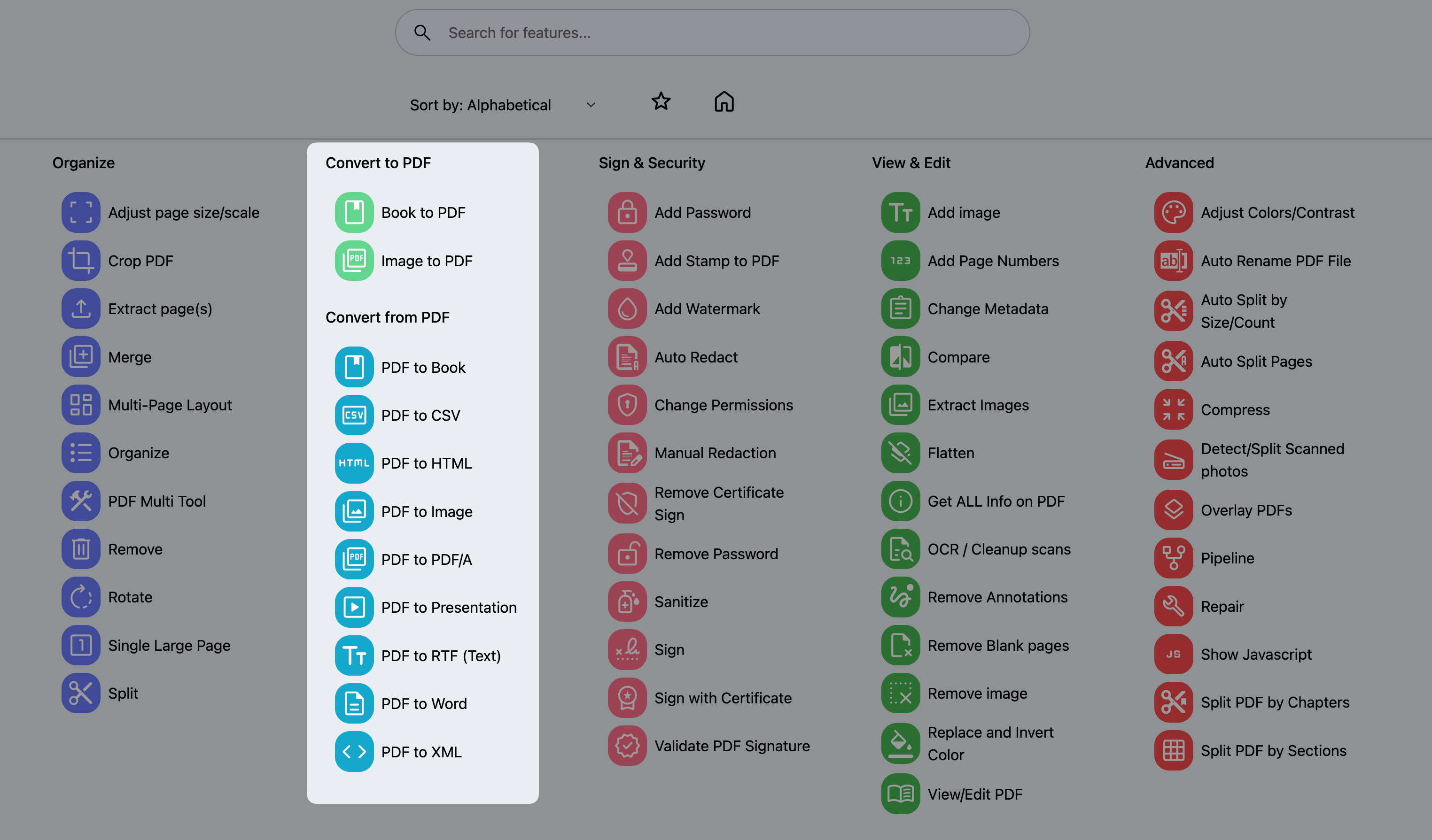 Convert menu option on homepage