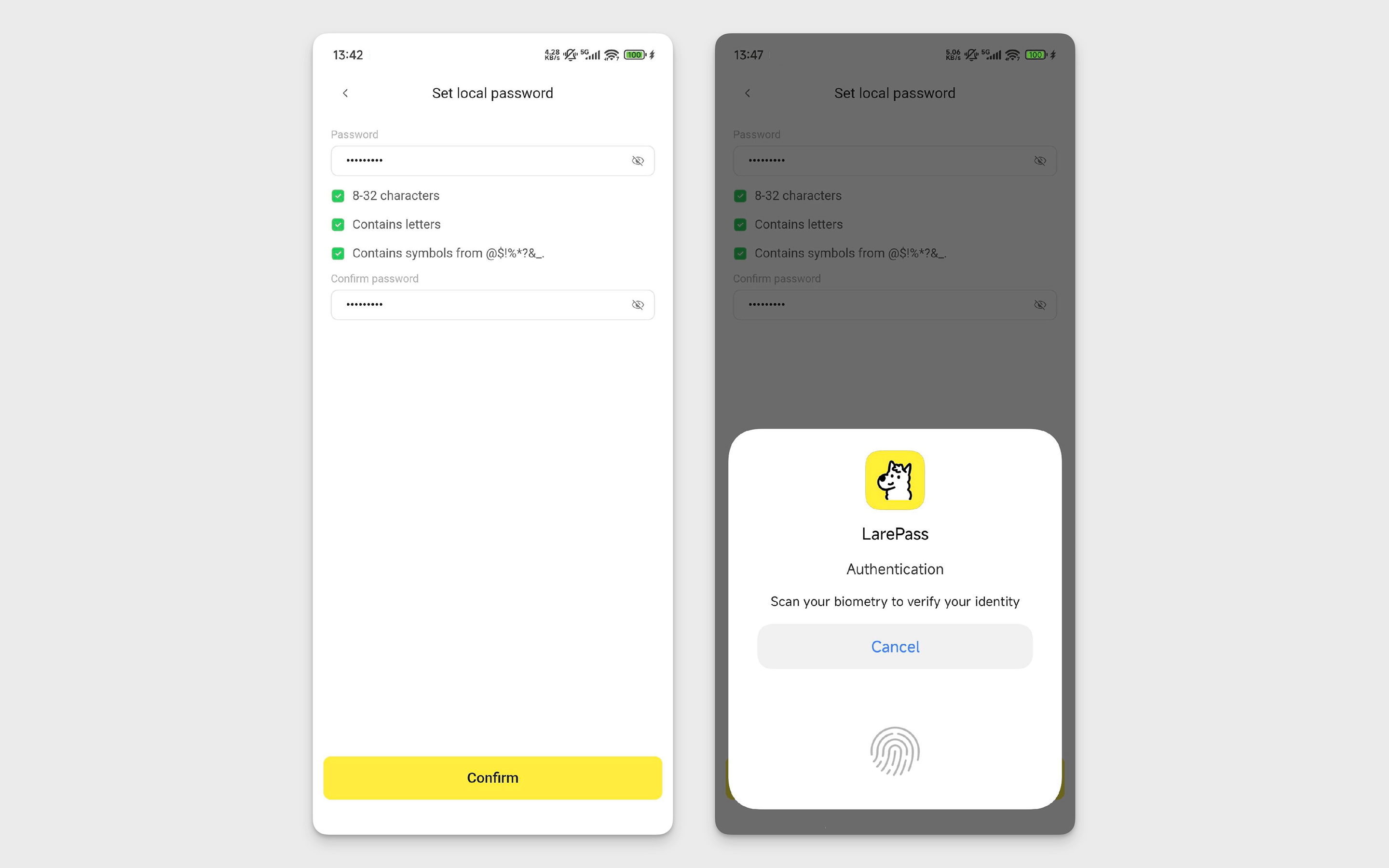 Set up local password
