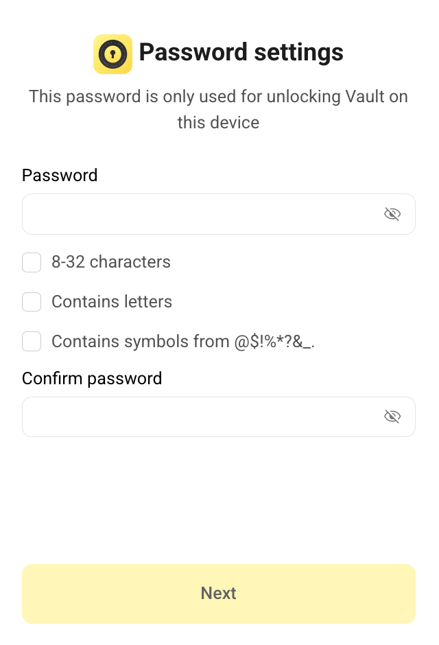 Vault password