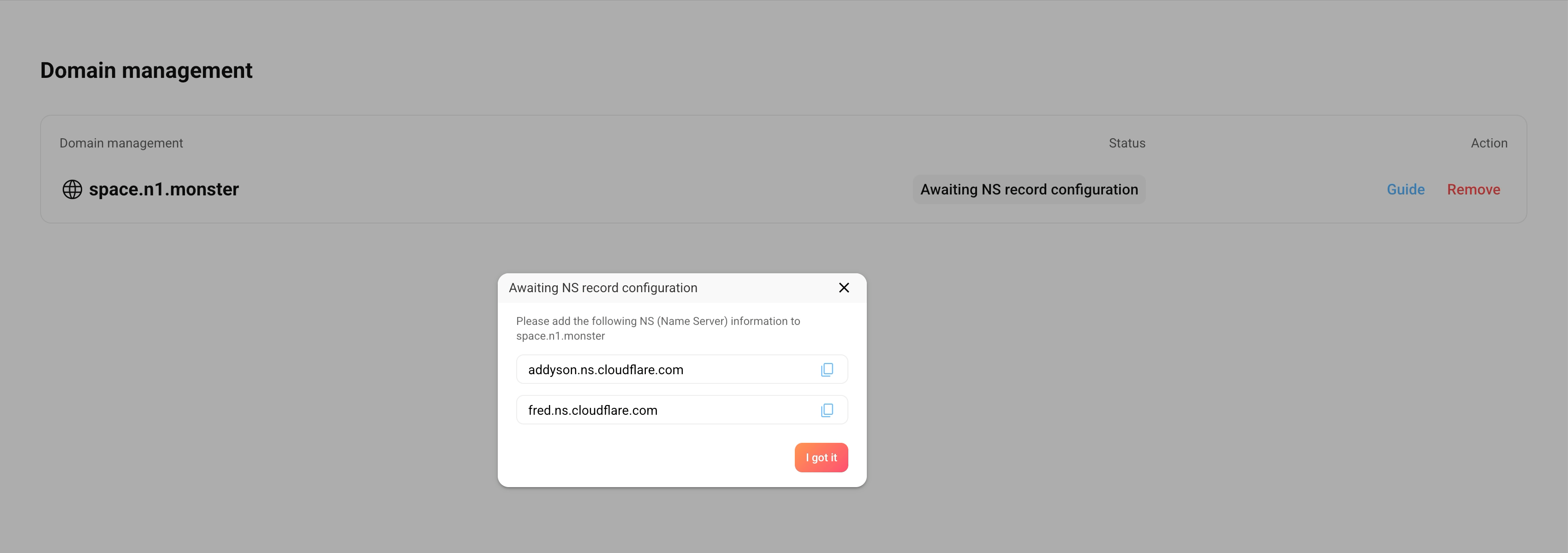 Add NS records in DNS provider