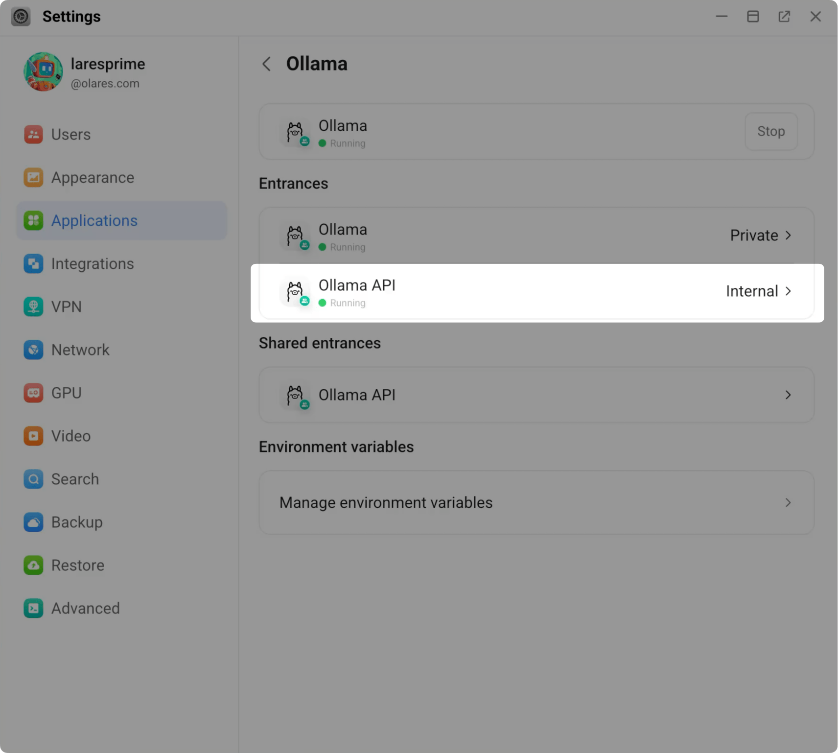 Ollama API endpoint