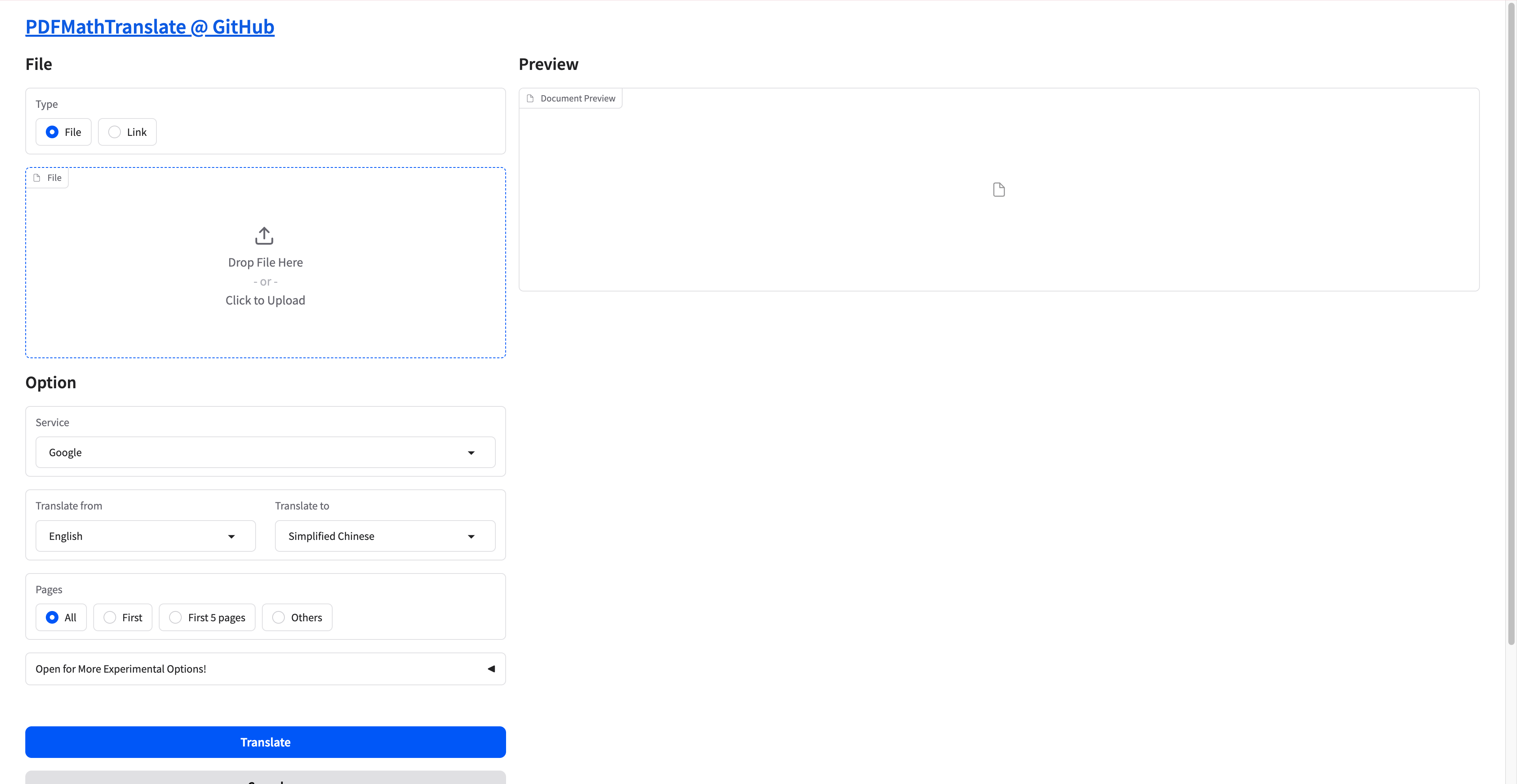 Open PDFMathTranslate