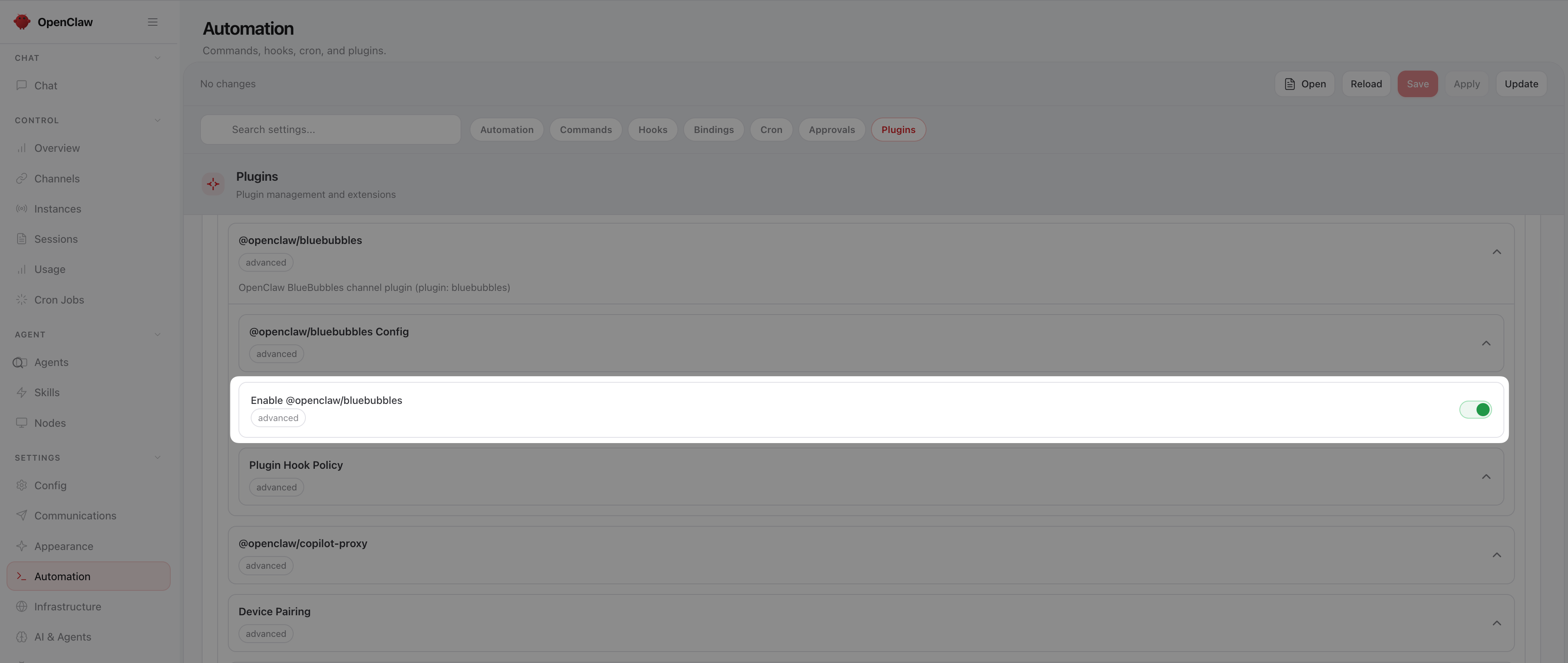 Toggle on plugin