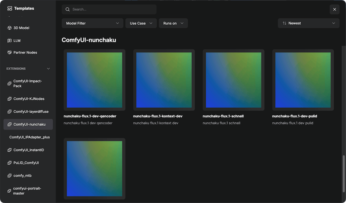 Open Nunchaku workflow