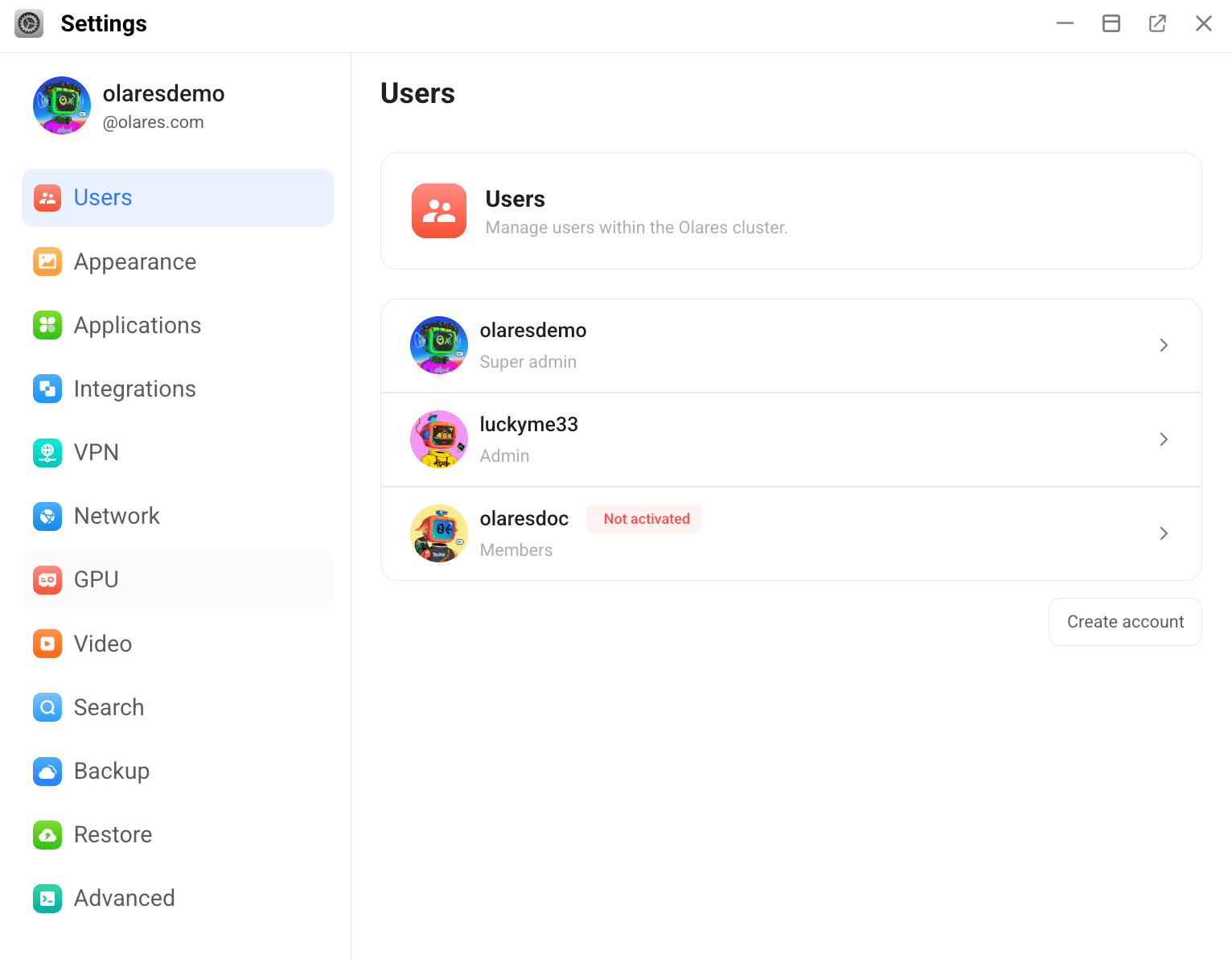 View user lists
