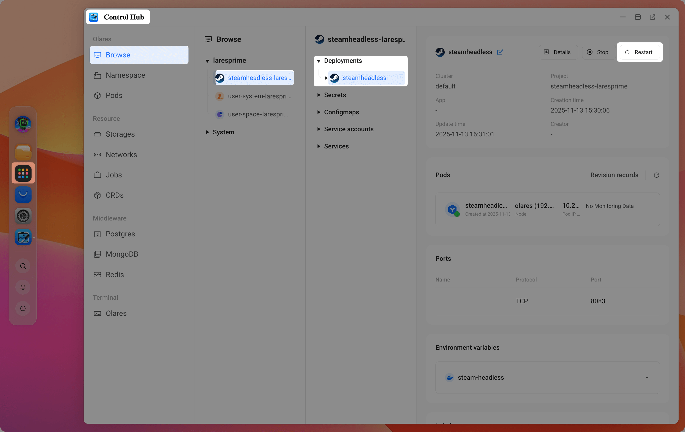 Restart Steam Headless