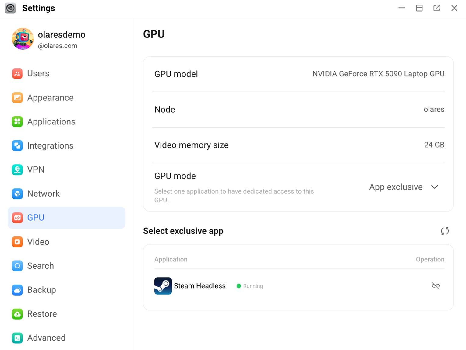 Set the GPU to App exclusive mode