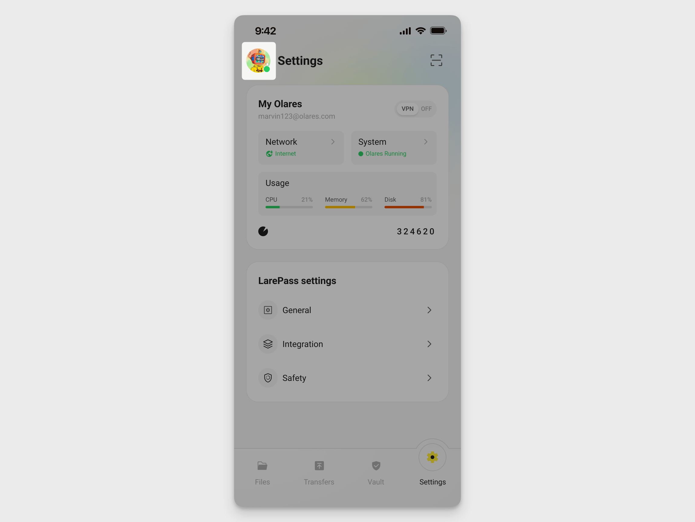 从主界面切换 Olares ID