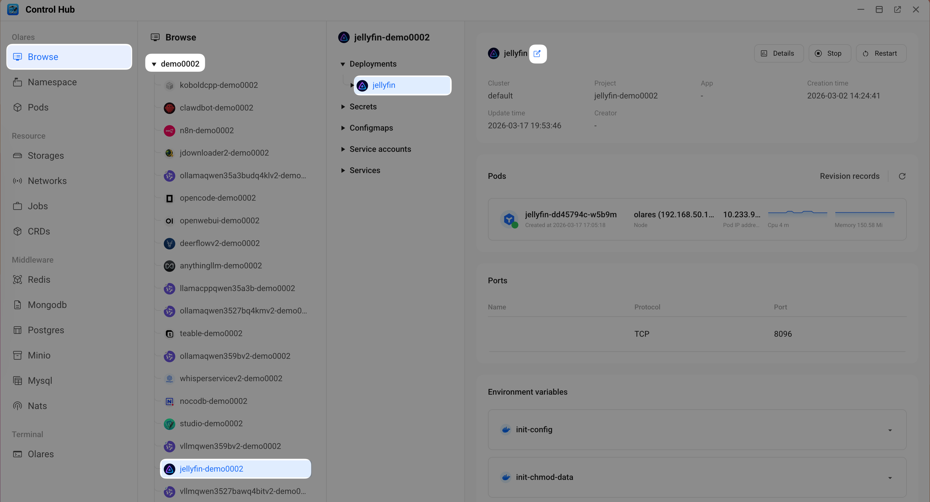 Browse to Jellyfin's deployment