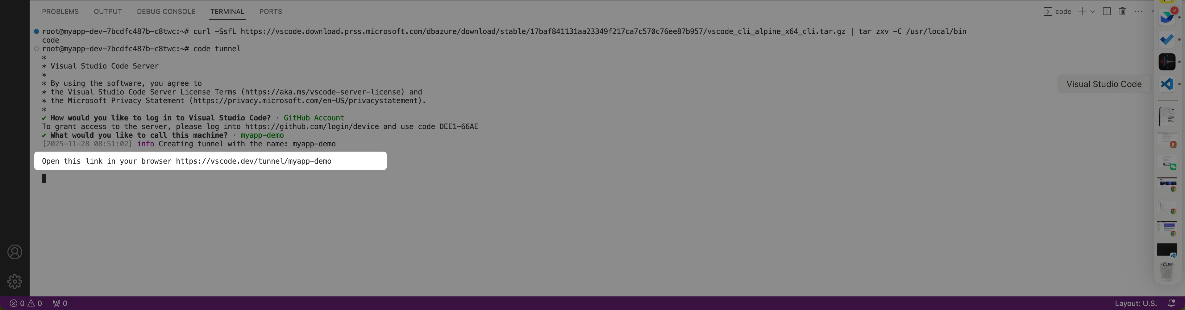 Create a secure tunnel