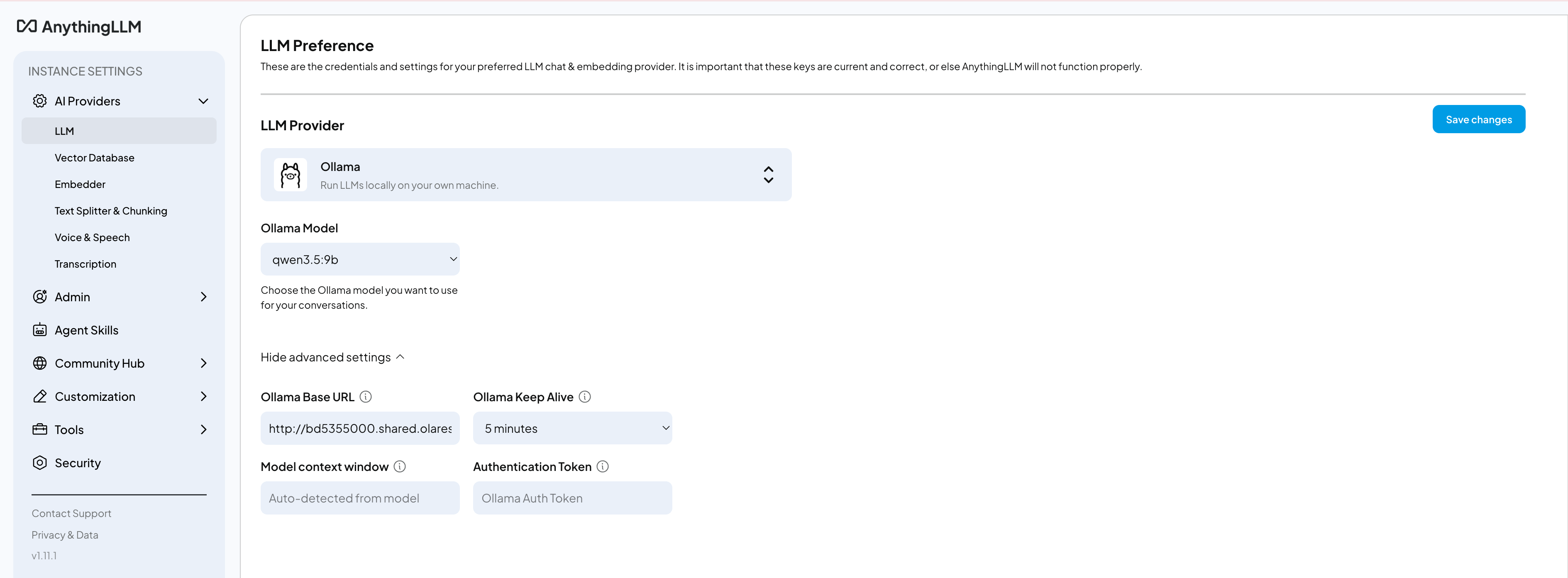 Configure chat model
