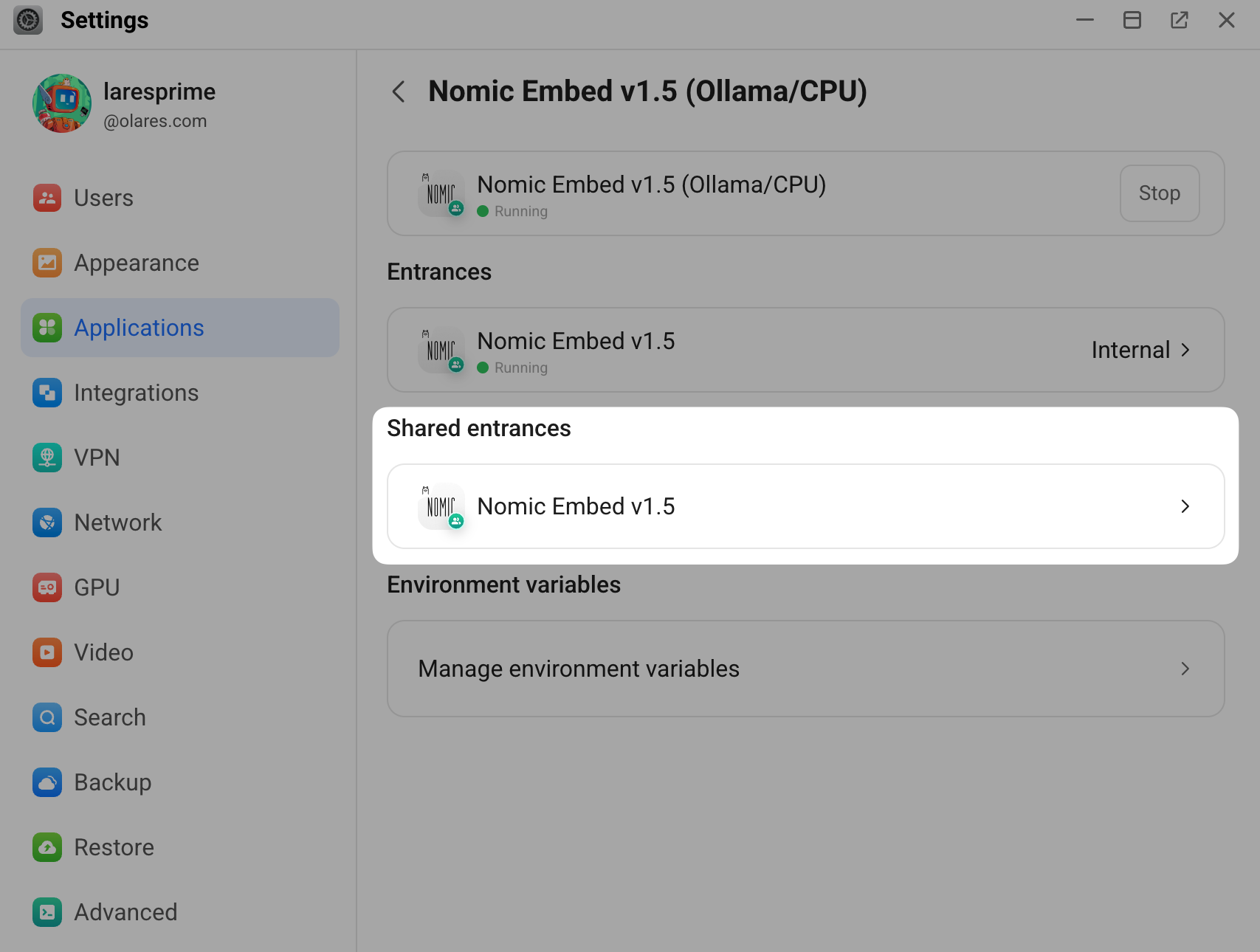Nomic Embed v1.5 shared entrance