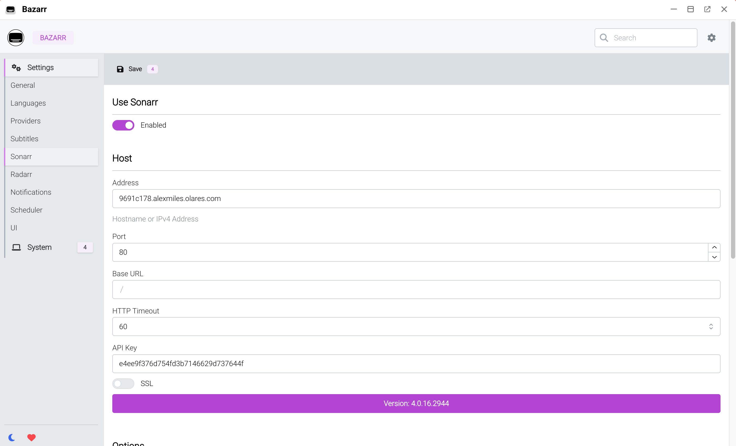 Bazarr connection success