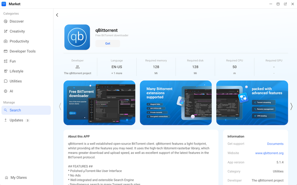 qBittorrent app in Market
