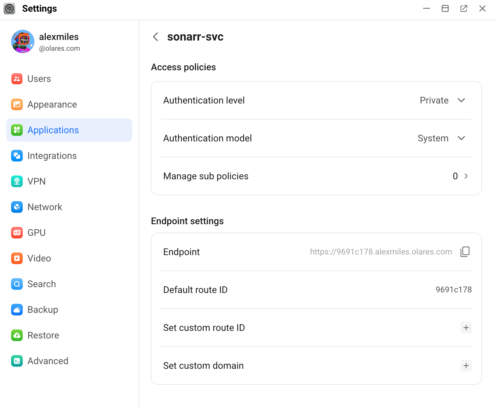 Sonarr endpoint in Settings
