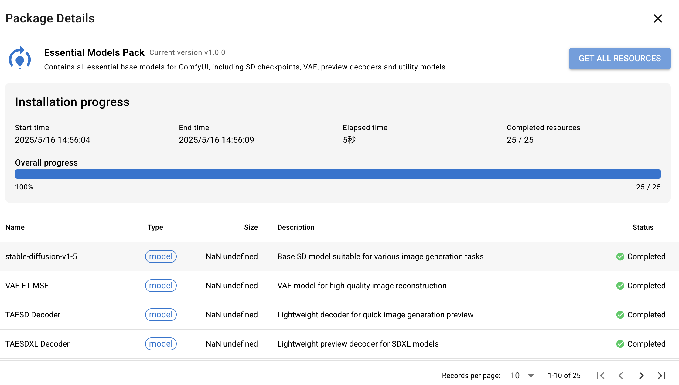 Install resource package