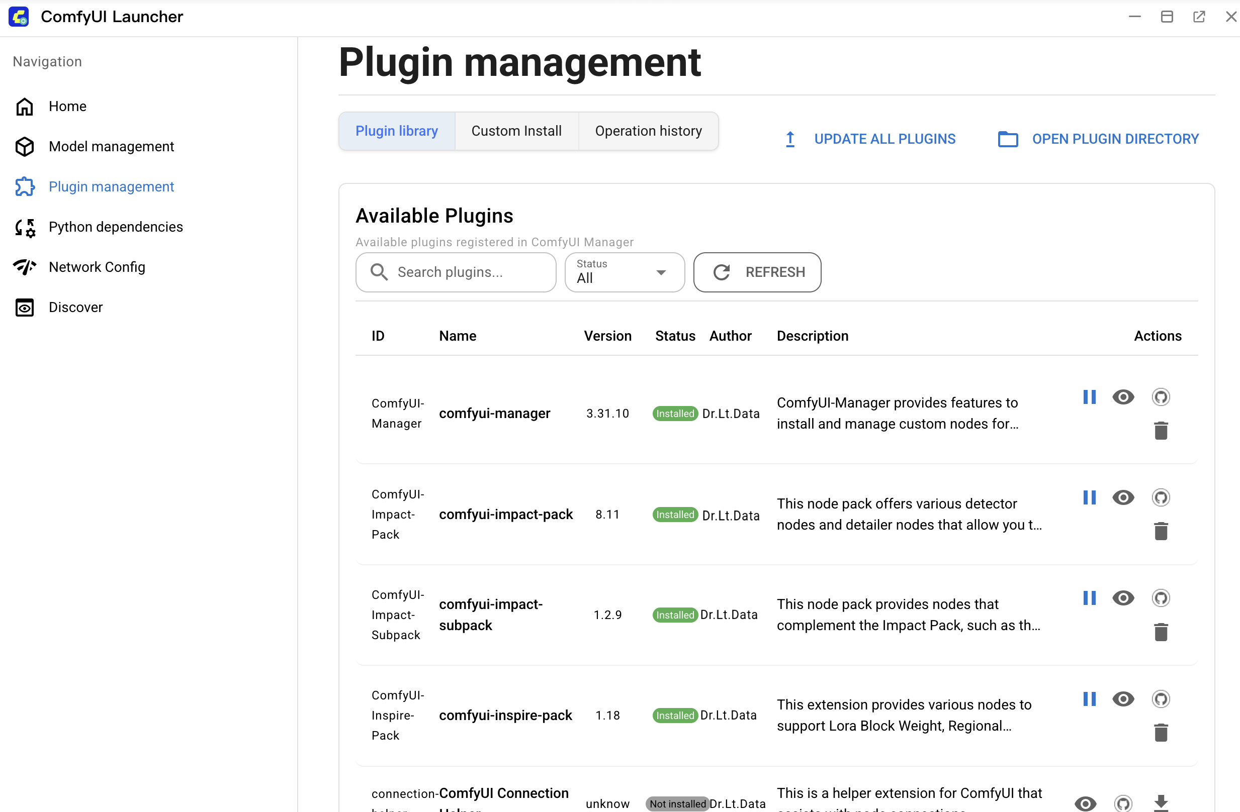 Manage plugins