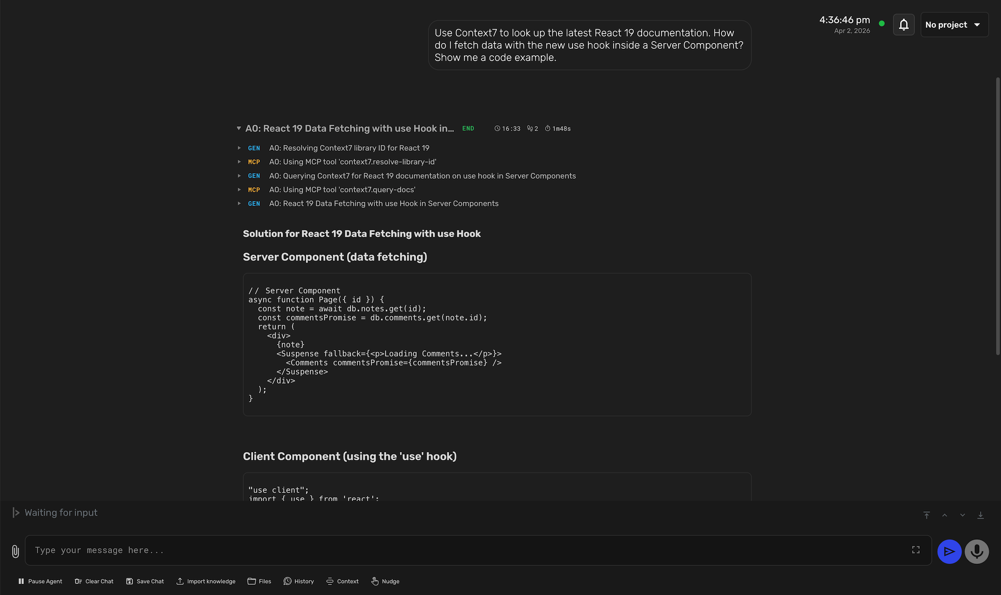 Agent Zero Context7 success