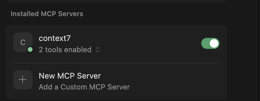 Context7 enabled in Cursor