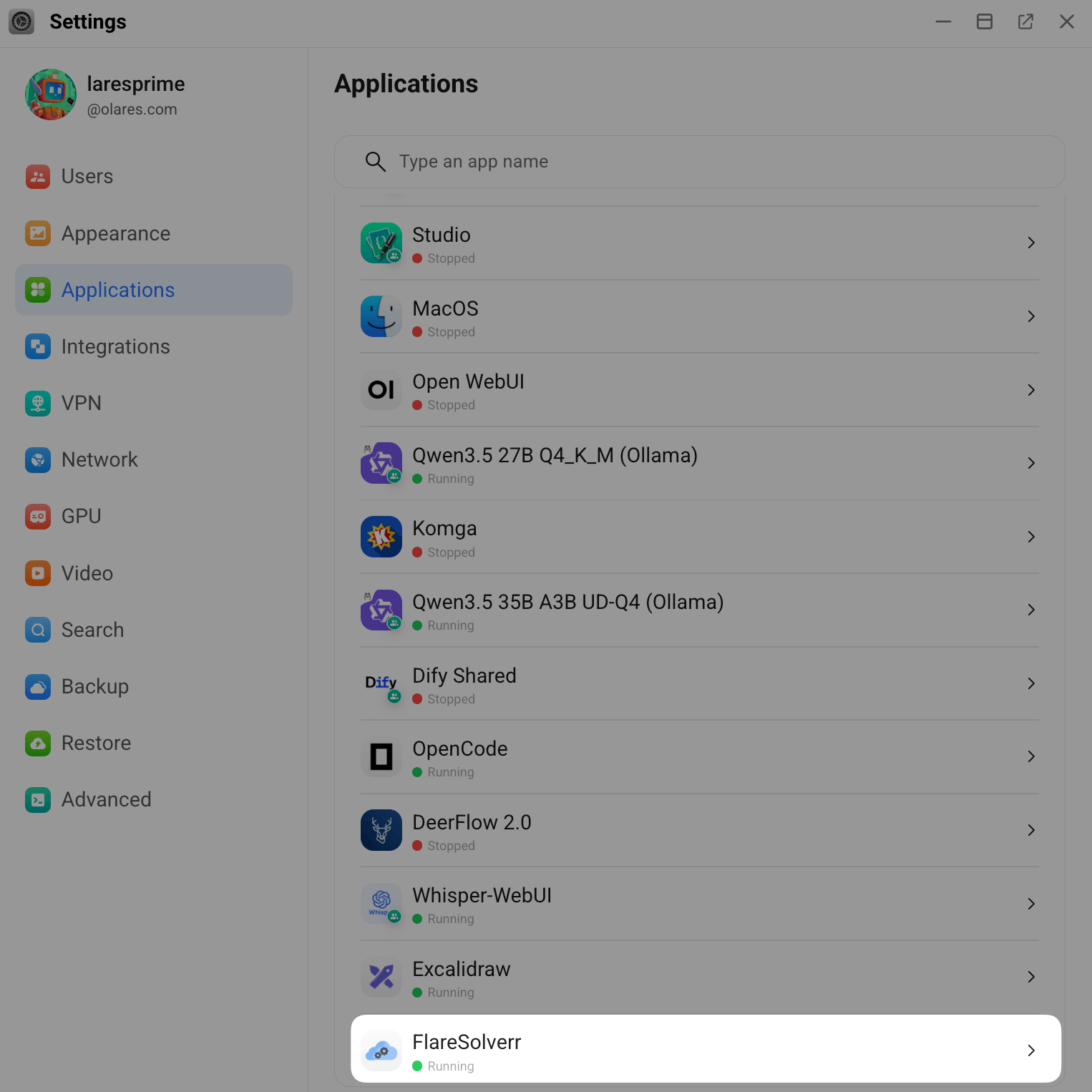 FlareSolverr in Settings