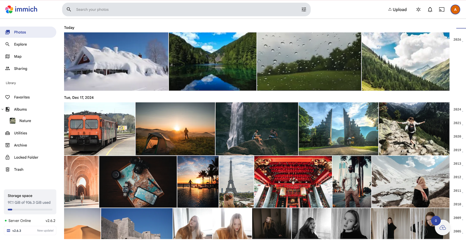 Photos uploaded to Immich