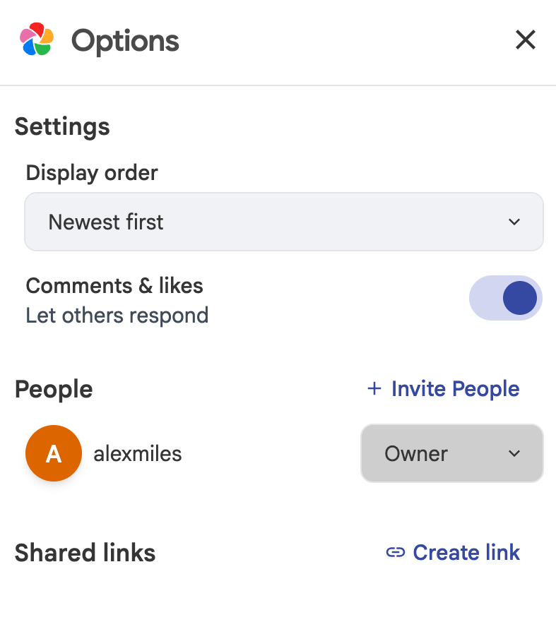 Set up a shared album