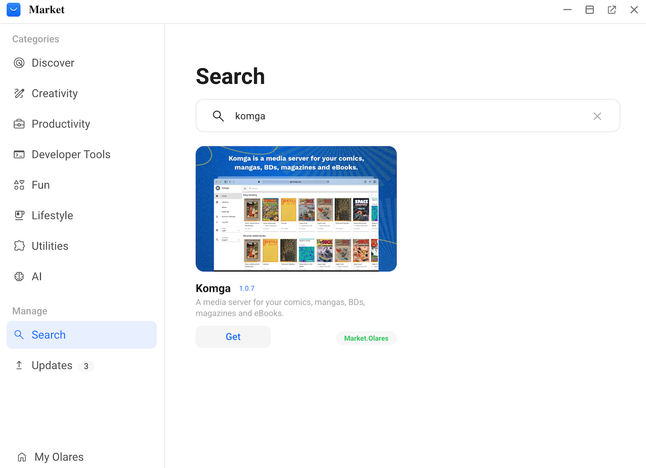 Search for Komga from Market