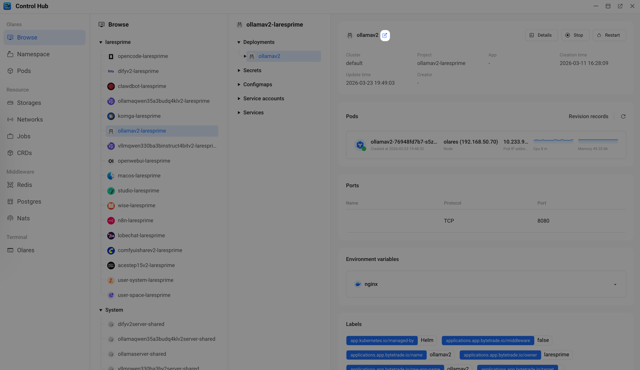 Locate Ollama instance in Control Hub