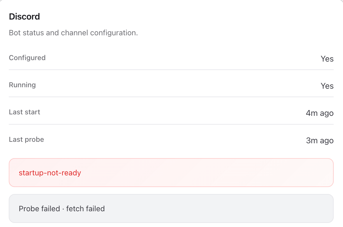 Startup not ready error in OpenClaw Web UI