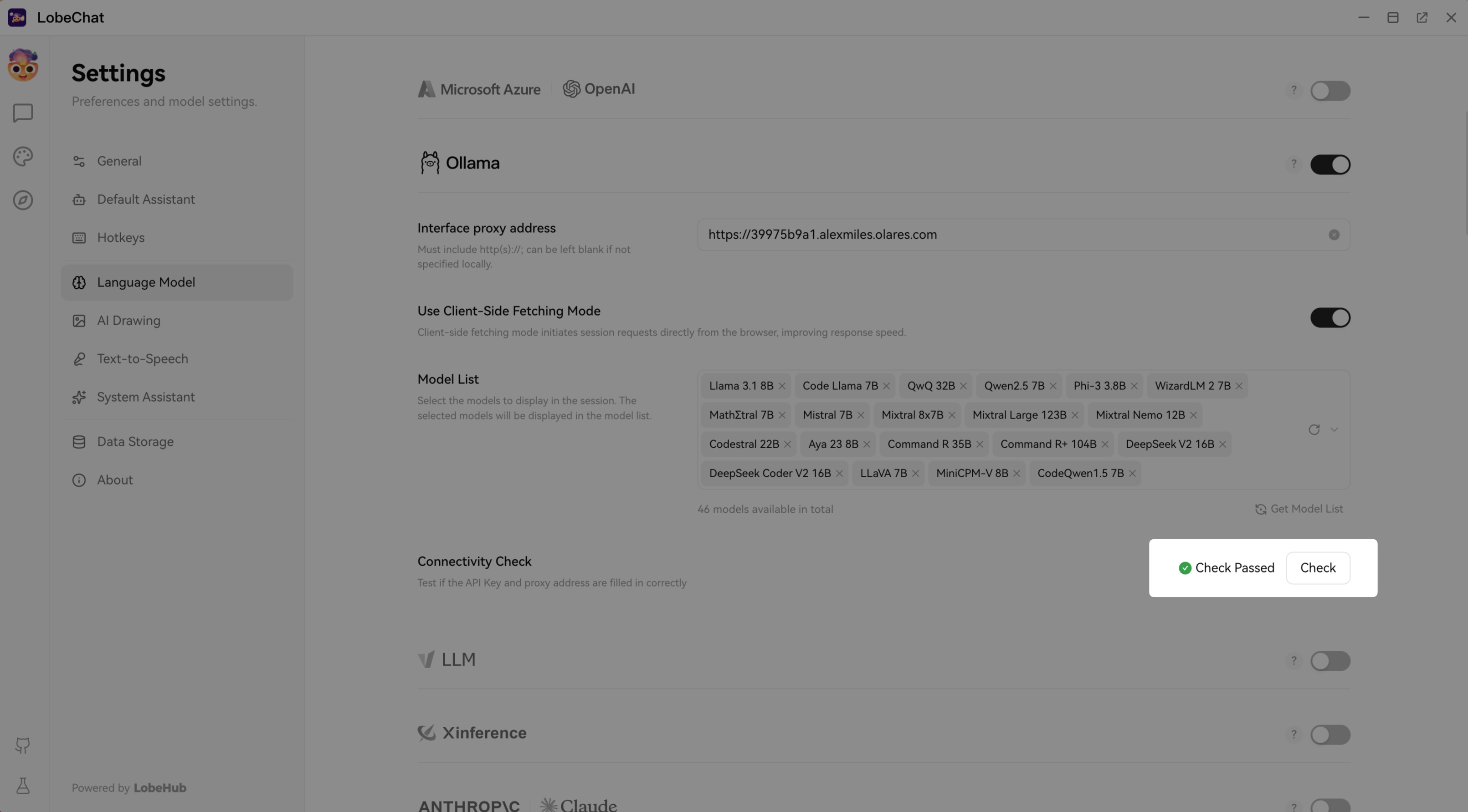 Ollama connection successful