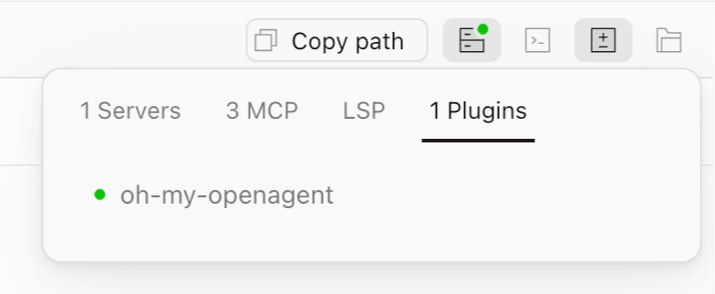 oh-my-openagent listed under plugin in the status panel