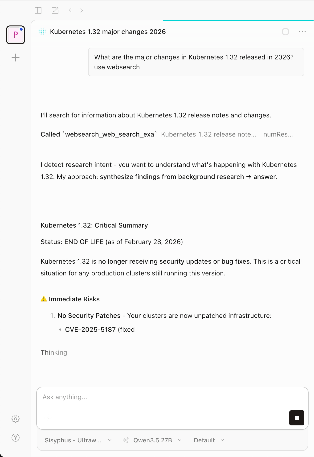 websearch MCP returning real-time results