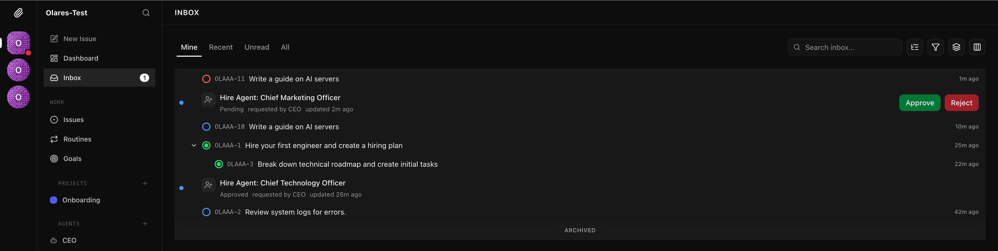 Inbox tracking the new issue