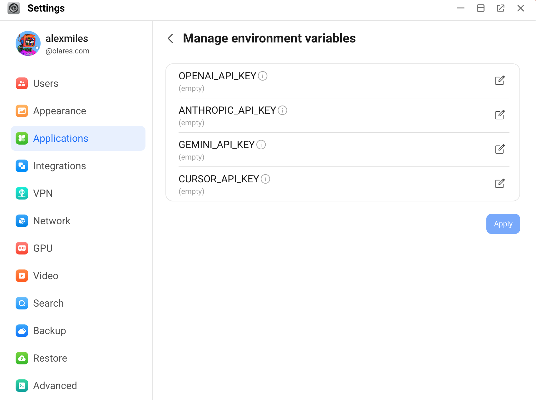 Manage Paperclip environment variables