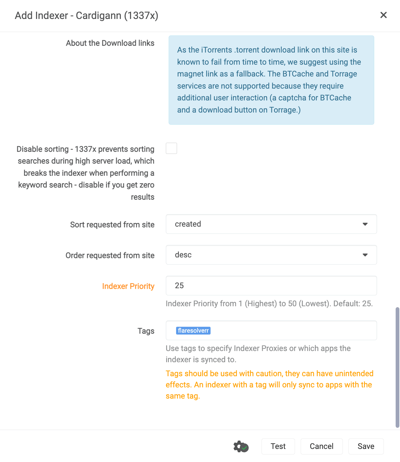 1337x indexer settings