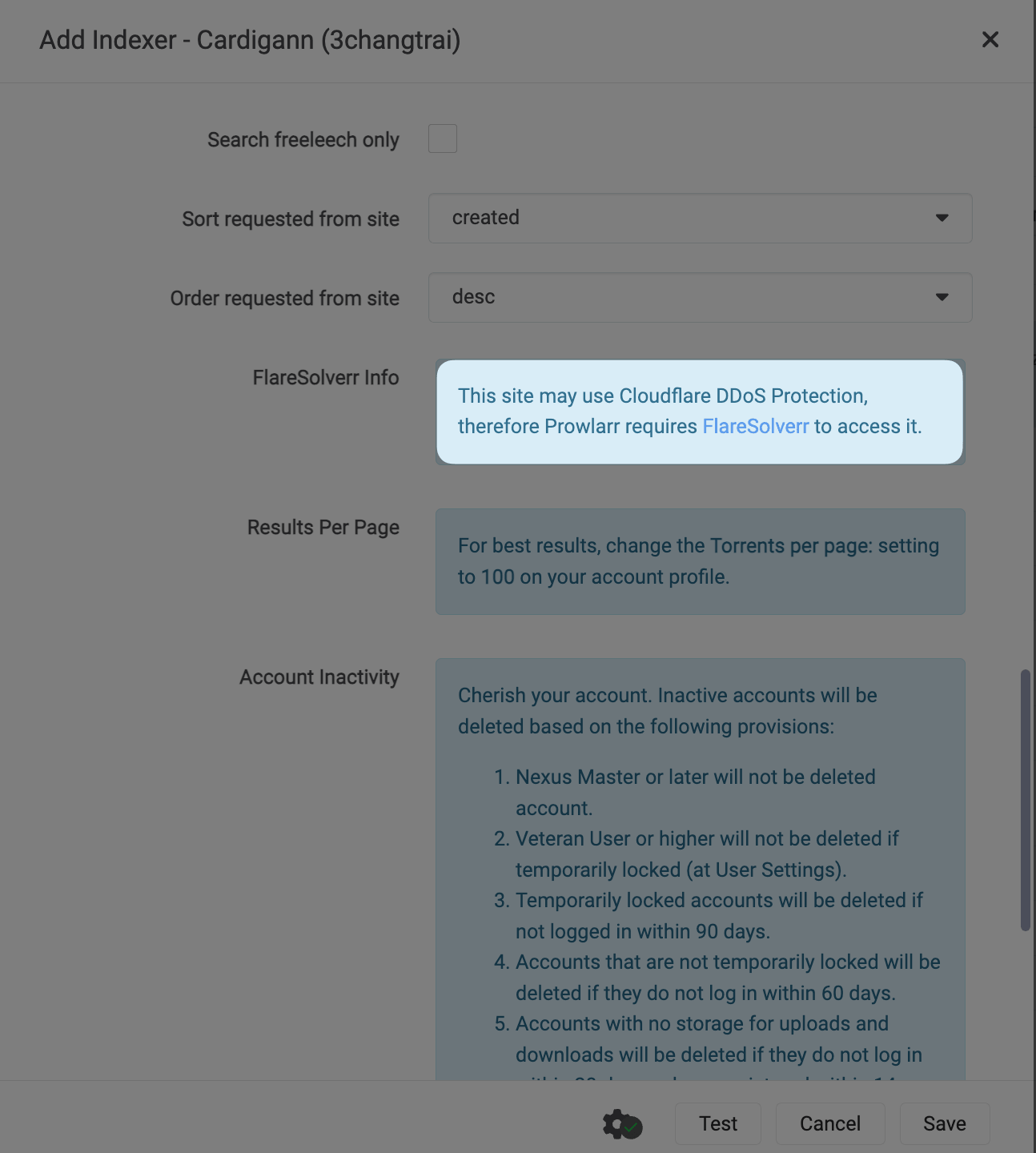 Cloudflare warning on indexer