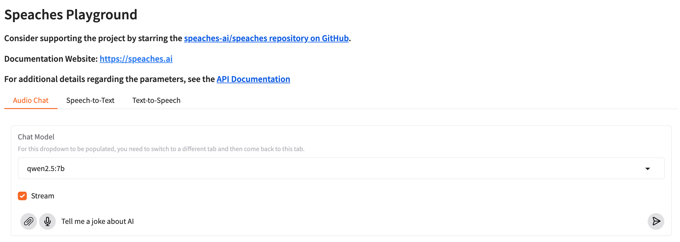 Audio Chat interface