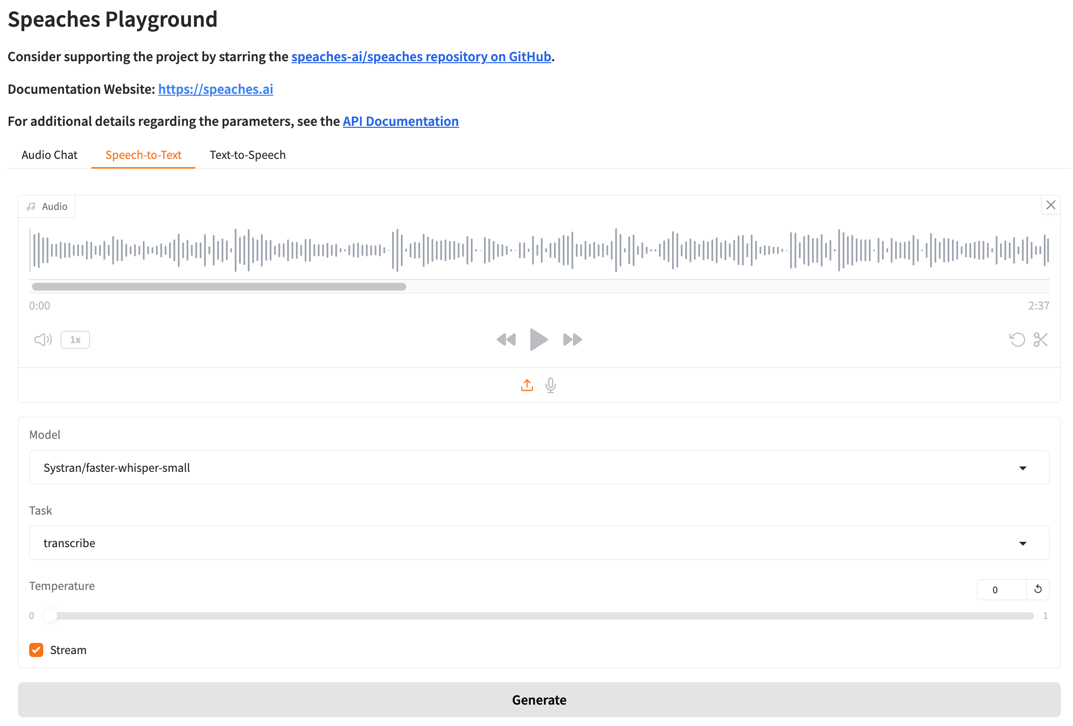 Speech-to-text transcription
