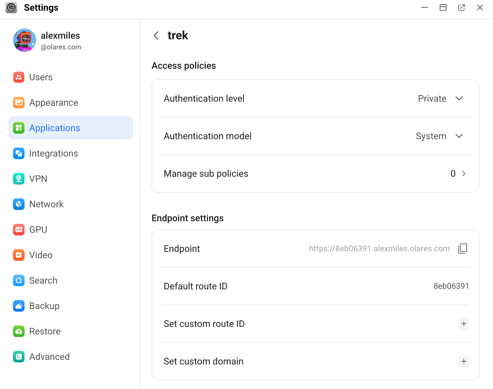 Authentication level of TREK