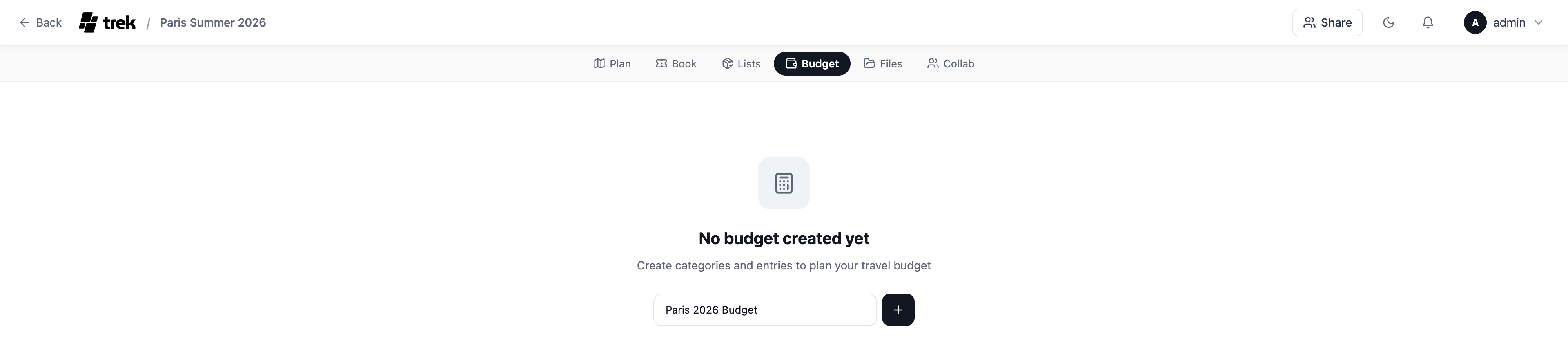 Create budget category