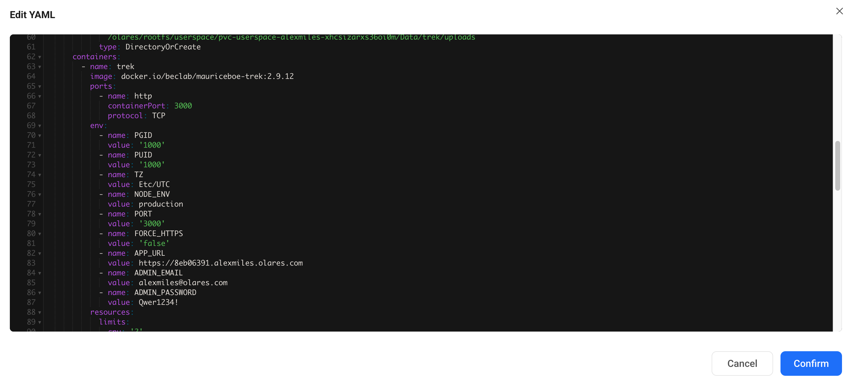 Trek credentials in Control Hub