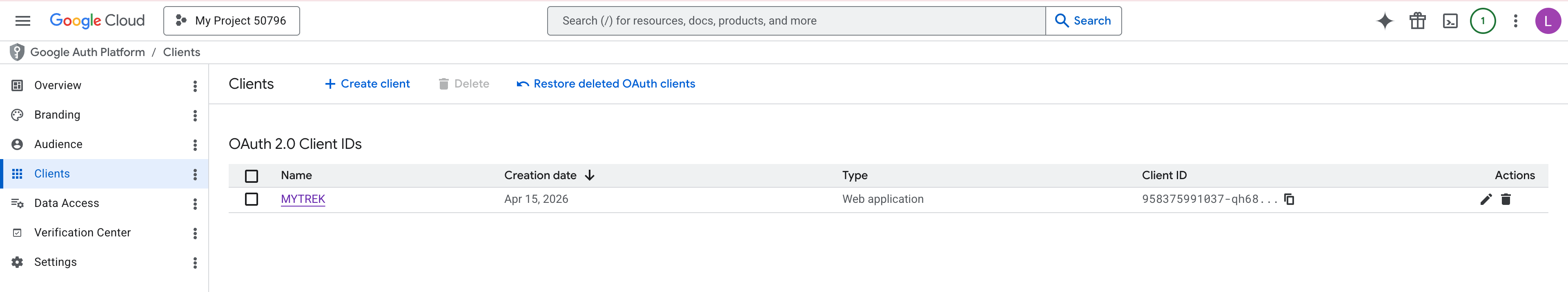 OAuth 2.0 Client IDs