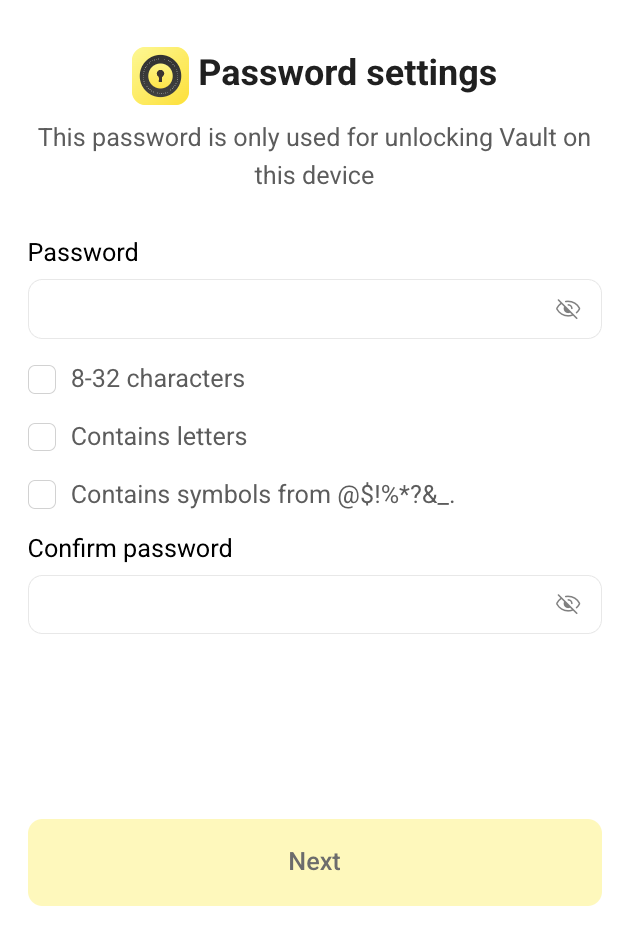 Open Vault for the first time