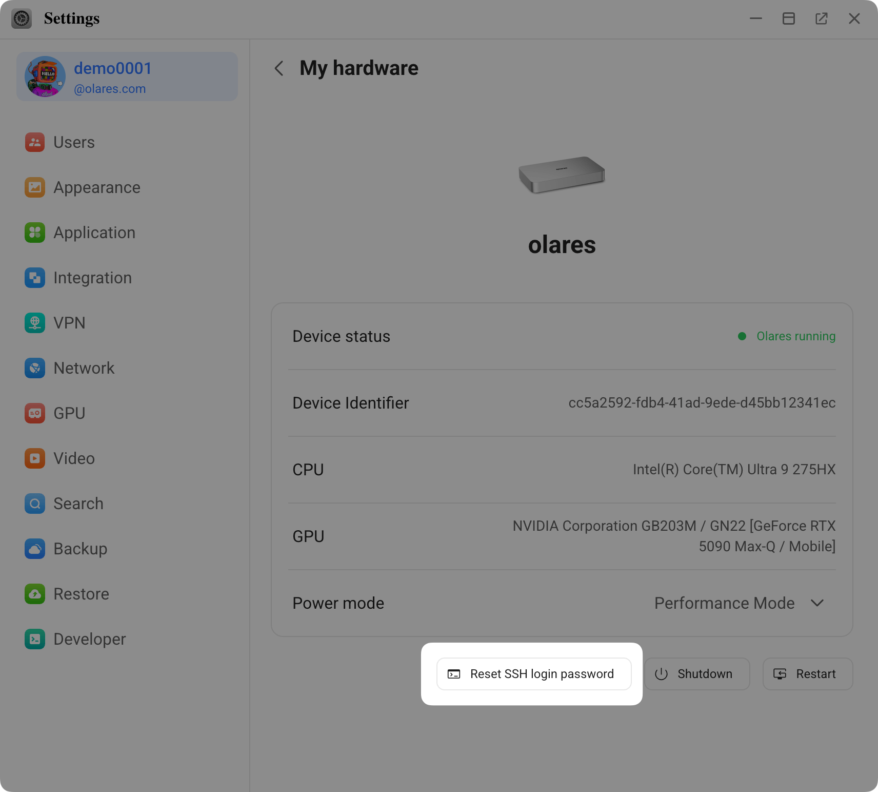 Reset SSH login password