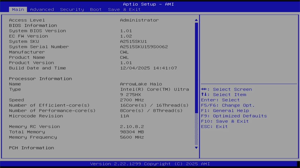 Verify EC version in BIOS